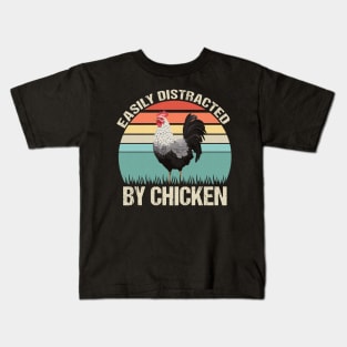 Easily Distracted by Chicken: Funny Retro Tee Kids T-Shirt